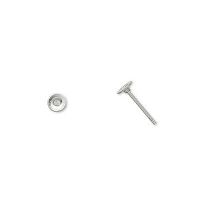 Earstud 1pkg100, 4mm flat pad, stainless steel 50 pair