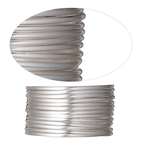 Wire, sterling silver-filled, half-hard, round, 14 gauge. Sold per pkg of 5 feet. image number 0