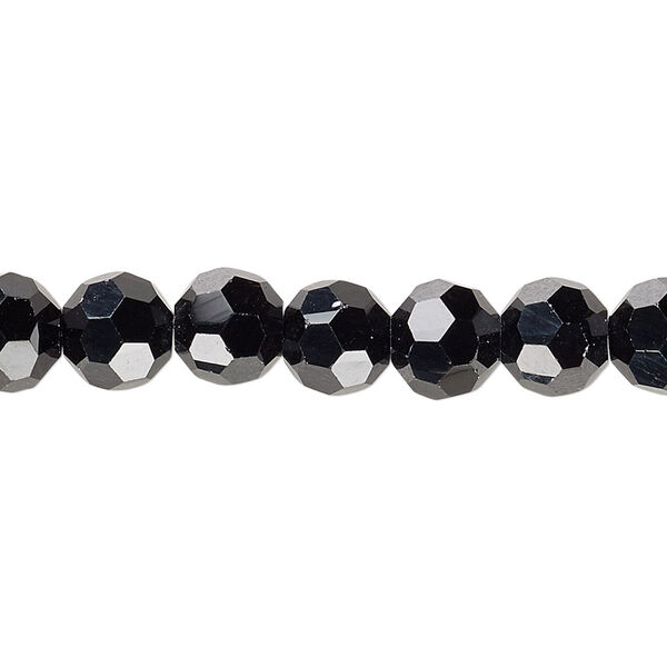 Bead 1pk 32 facets opaque black, Celestial Crystal® 8mm round 15.5-16 inch image number 0