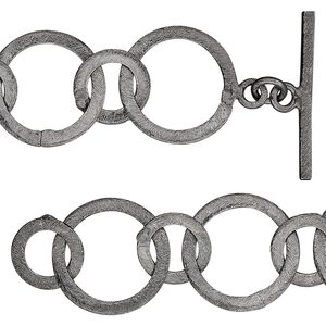 Chain, gunmetal-finished copper, 19mm and 12mm textured round, 36 inches with toggle clasp. Sold individually.