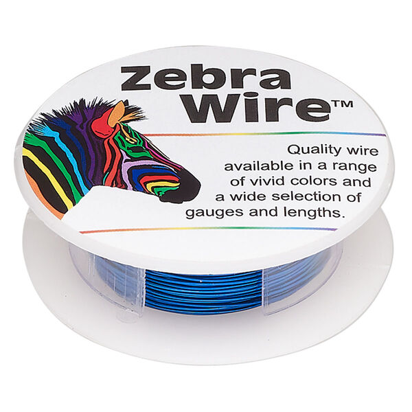 Wire, Zebra Wire™, color-coated copper, royal blue, 24 gauge. Sold per 20-yard spool. image number 0