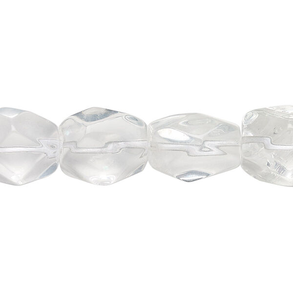 Bead, quartz crystal (natural), small to medium faceted tumbled nugget, Mohs hardness 7. Sold per 15" to 16" strand. image number 0