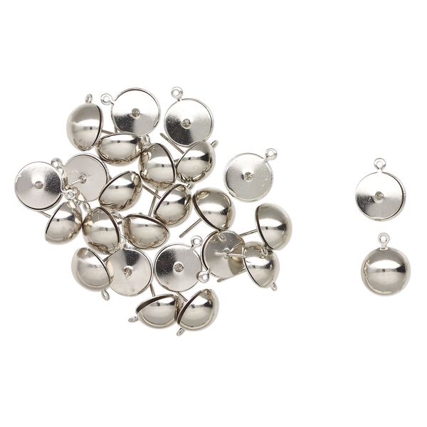 Earstud 1pkg24, 12mm half-ball / open loop, stainless steel 12 pair image number 0