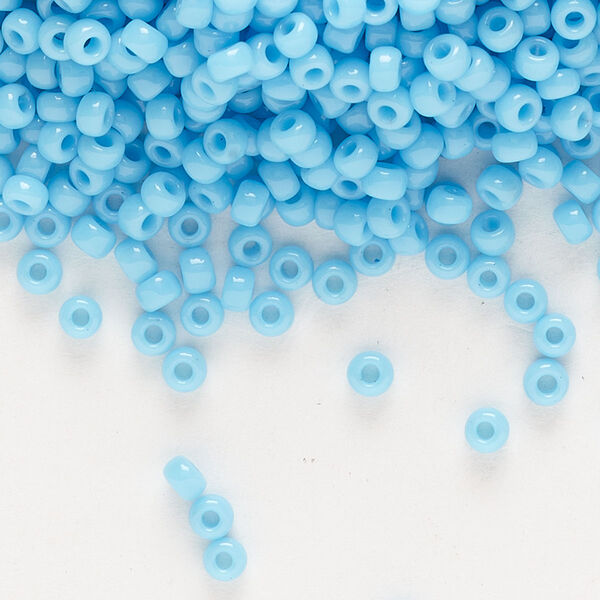 Seed bead, Miyuki, glass, pkg/250g, #8 rocaille, opaque turquoise blue, (RR-413). image number 0