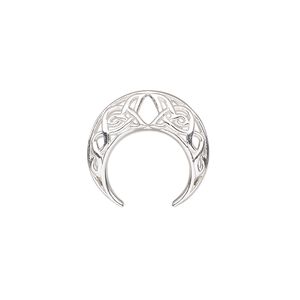 Component, sterling silver, 18x17mm single-sided naja with Celtic design. Sold individually.