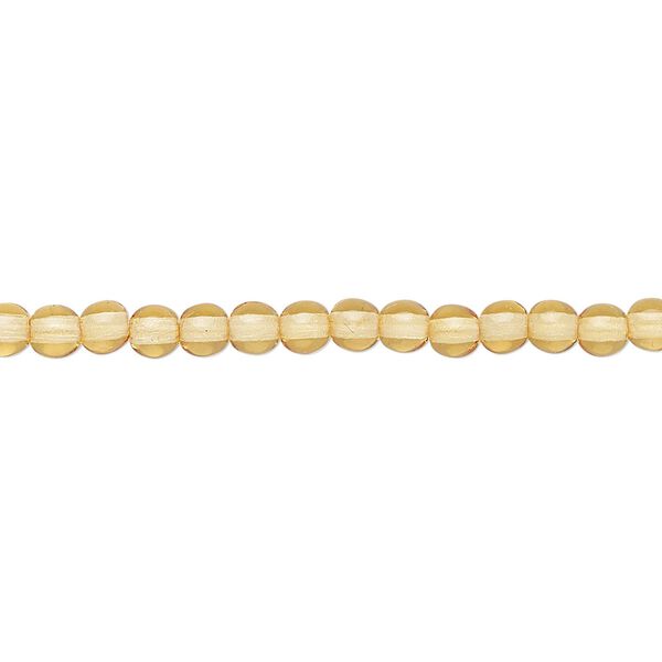 Bead, Czech dipped décor glass druk, translucent melon, 4mm round with 0.8-1mm hole. Sold per 15-1/2" to 16" strand. image number 0