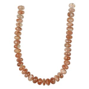 Sunstone 1pkg1, hand-cut faceted rondelle bead natural 8 inch 8x5mm-9x6mm