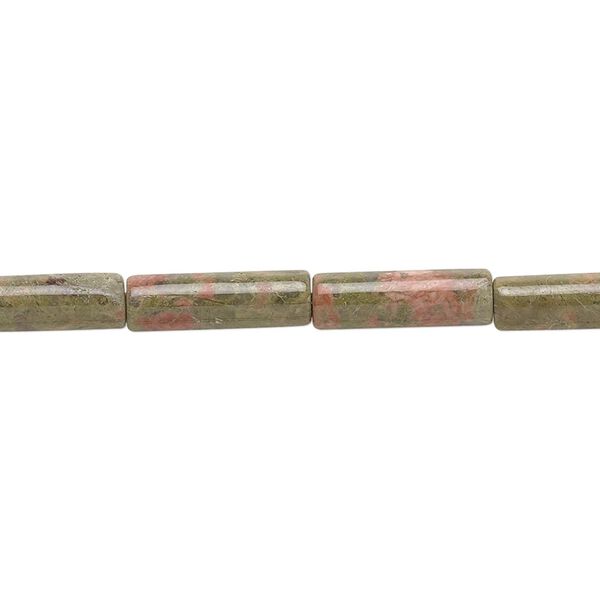 Unakite 1pkg1, tube bead natural 15.5-16 inch 13x4mm image number 0