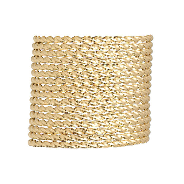 Wire, 12Kt gold-filled, dead-soft, twisted round, 13.5 gauge. Sold per pkg of 5 feet. image number 0