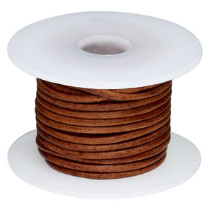 Cord, leather (dyed) 1pkg5yd, antique rust, 1.5mm round, per spool.