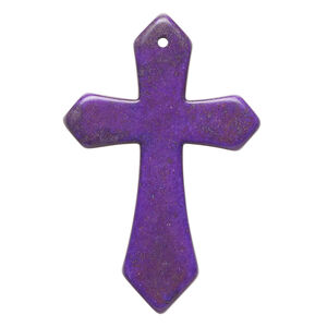 "Magnesite" / resin 1pkg1, top-drilled cross focal purple 43x28mm-44x30mm