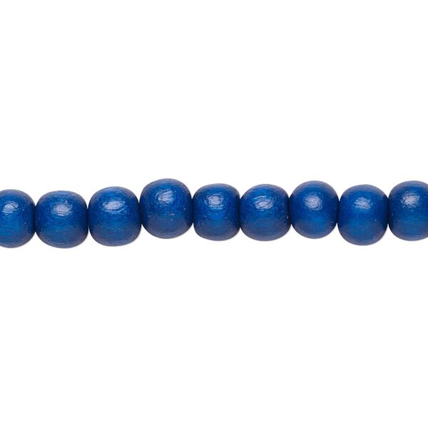 Bead, Taiwanese cheesewood (dyed / waxed), dark blue, 5-6mm round. Sold per pkg of (2) 15-1/2" to 16" strands. image number 0