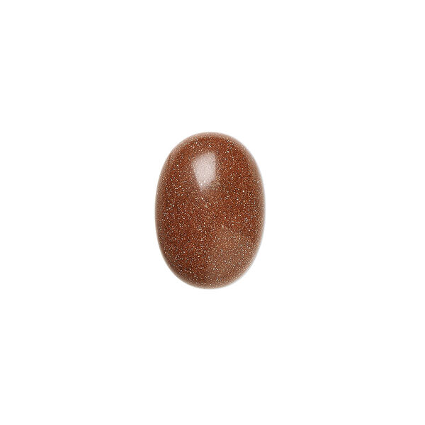 Cabochon, brown goldstone (glass) (man-made), 14x10mm calibrated oval. Sold per pkg of 4. image number 0