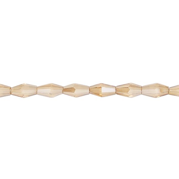 Bead, glass, crystal golden shadow, 6.5x3.5mm long bicone. Sold per 15-1/2 to 16-inch strand. image number 0