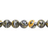 Bead, resin, black / white / dark yellow, 8mm round. Sold per 15-1/2" to 16" strand. image number 0