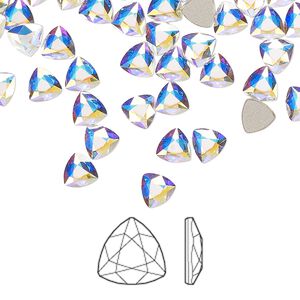 Flat back 288pk crystal AB foil back, Swarovski® 5mm trilliant 2472