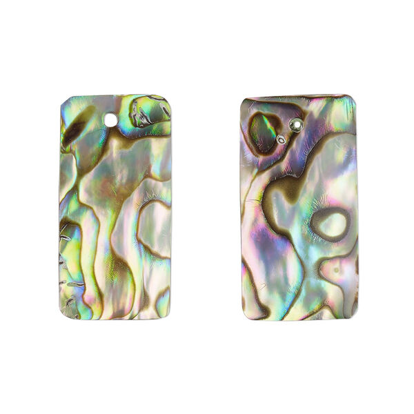 Drop, paua shell (natural), 20x10mm rectangle, Mohs hardness 3-1/2. Sold per pkg of 2. image number 0