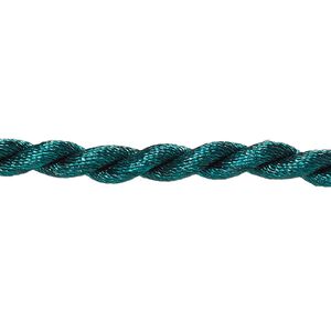 Necklace cord, satin-finished nylon, green, 5mm smooth twist, 18 inches with knot closure. Sold per pkg of 2.