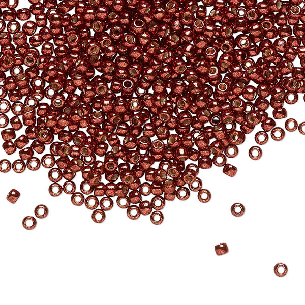 Seed bead, TOHO BEADS®, glass, pkg/250g, #11 round, opaque galvanized PermaFinish brick red (TR-11-PF564). image number 0