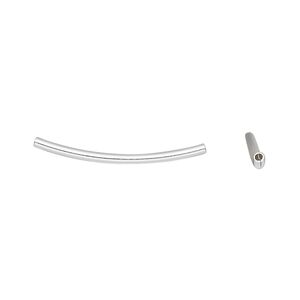 Bead, sterling silver, 25x1.5mm curved tube. Sold per pkg of 2.