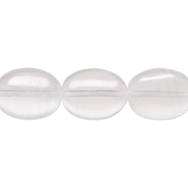 Bead, selenite (waxed), 16x12mm-17.5x14mm oval, B grade, Mohs hardness 2 to 2-1/2. Sold per 8-inch strand, approximately 10 beads. image number 0