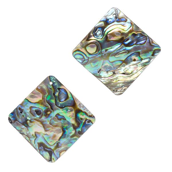 Focal, paua shell (natural), 33mm diamond, Mohs hardness 3-1/2. Sold per pkg of 2. image number 0