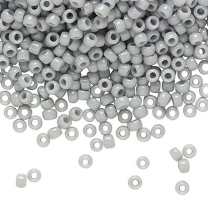 Seed bead, TOHO BEADS®, glass, pkg/50g, #8 round, opaque grey (TR-08-53).