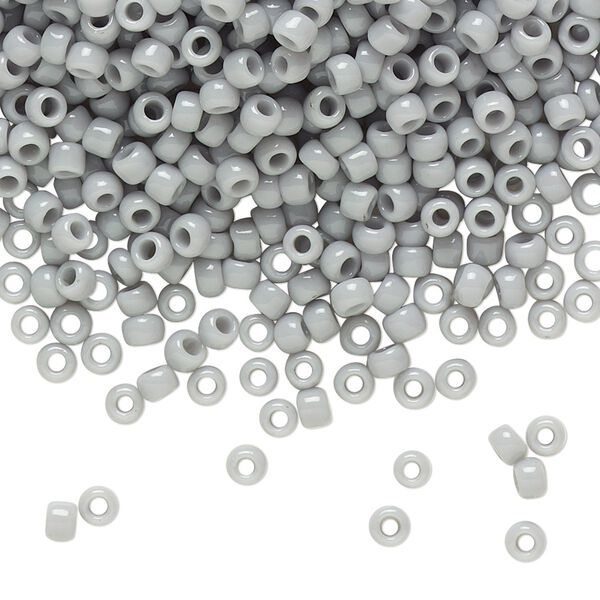 Seed bead, TOHO BEADS®, glass, pkg/50g, #8 round, opaque grey (TR-08-53). image number 0