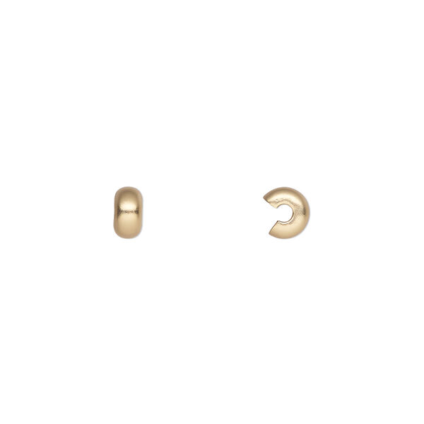 Crimp cover, gold-plated brass with satin finish, 4mm round. Sold per pkg of 100. image number 0