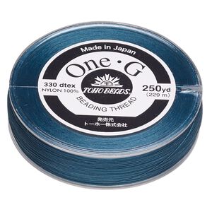 Thread, One-G™, nylon, pkg/250 yards, deep green, size 0.