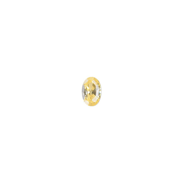 Gem, cubic zirconia, topaz gold, 6x4mm faceted oval, Mohs hardness 8-1/2. Sold per pkg of 2. image number 0