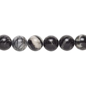 Black silk stone (onyx marble) 1pkg1, round bead natural 15.5-16 inch 8mm