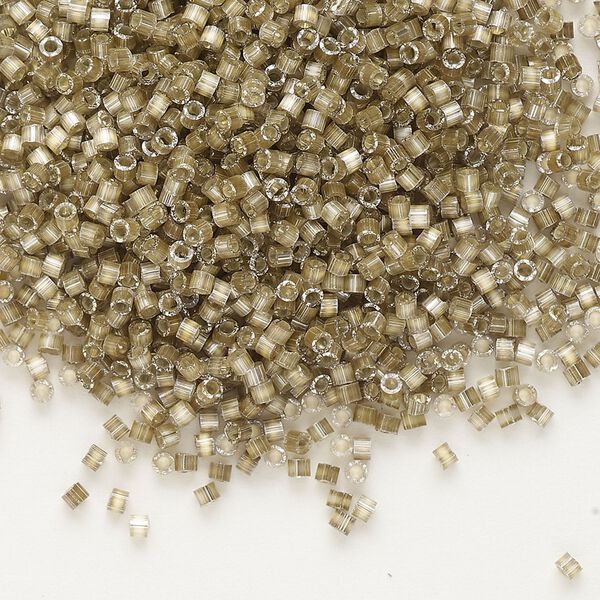 Seed bead, Delica®, glass, pkg/7.5g, #11 round, opaque silk satin silver-lined taupe (DB-0671). image number 0