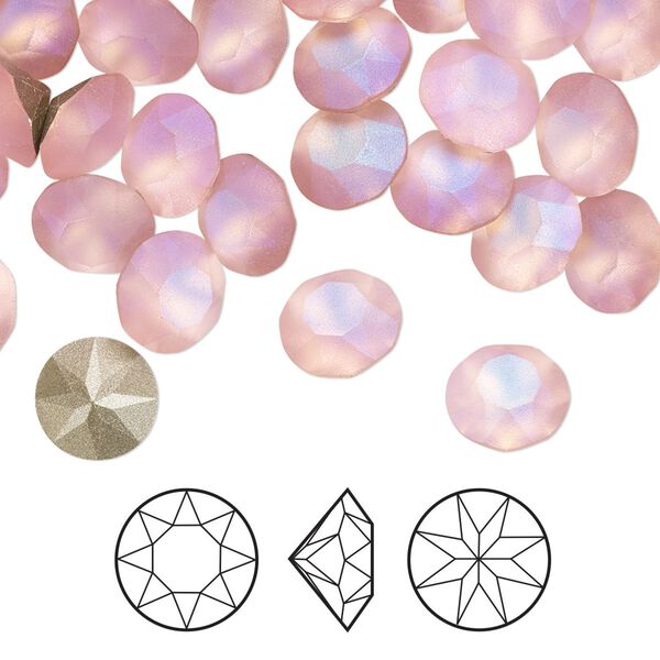 Chaton 6pk light rose frost foil back, Crystal Passions® 8.16-8.41mm round SS39 1088 image number 0