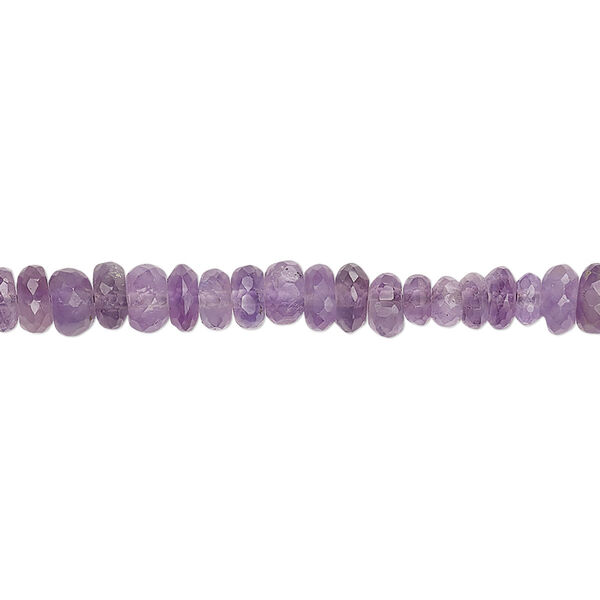 Amethyst 1pkg1, hand-cut faceted rondelle bead natural 8 inch 4x2mm-6x4mm image number 0