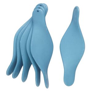 Focal, matte acrylic, teal, 3-1/4x1-inch top-drilled twist. Sold per pkg of 6.