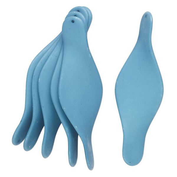 Focal, matte acrylic, teal, 3-1/4x1-inch top-drilled twist. Sold per pkg of 6. image number 0