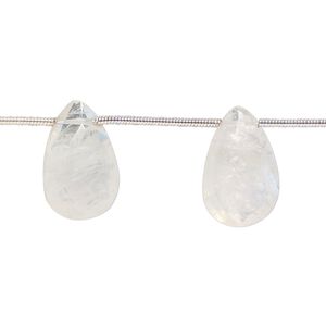 Rainbow moonstone 1pkg9, hand-cut top-drilled faceted puffed teardrop bead natural 12x9mm-16x10mm