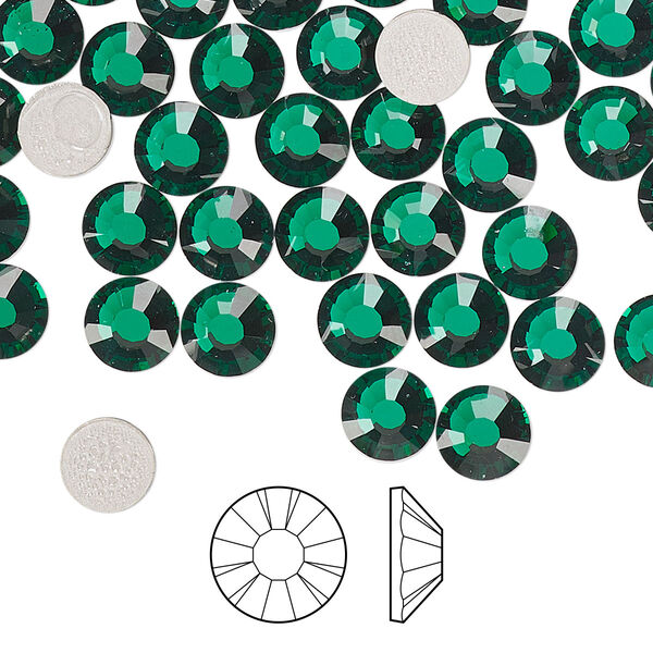 Flat back 288pk emerald foil back, Preciosa MAXIMA Czech crystal hotfix rhinestone 6.3-6.5mm chaton rose round SS30 image number 0