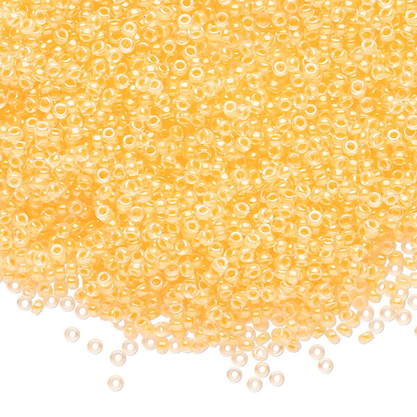 Seed bead, Miyuki, glass, pkg/250g, #15 rocaille, translucent luminous inside dyed color sun glow, (RR-1121). image number 0