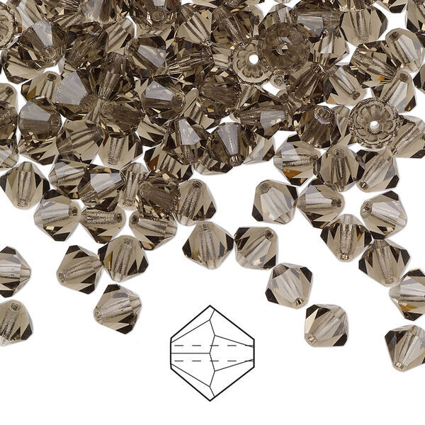 Bead 24pk black diamond, Preciosa Czech crystal 5mm bicone image number 0