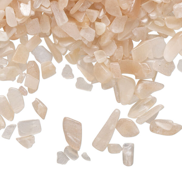 Inlay chip, peach moonstone (natural), mini undrilled tumbled polished chip, Mohs hardness 6 to 6-1/2. Sold per 2-ounce pkg. image number 0