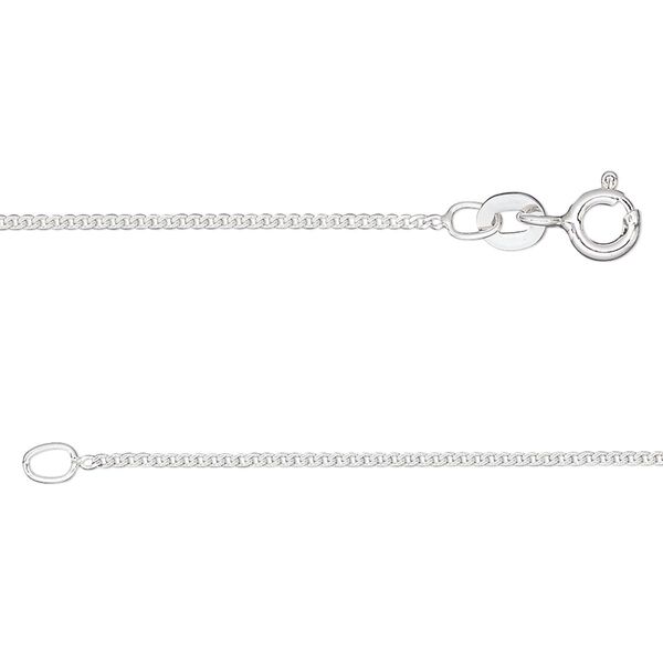 Chain, Gossamer™, sterling silver, 1mm curb, 18 inches. Sold individually. image number 0