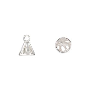 End cap, sterling silver, 8x7mm cutout cone with cross bar inside, 6mm inside diameter. Sold individually.
