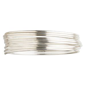 Wire, sterling silver, half-hard, round, 16 gauge. Sold per pkg of 5 feet.