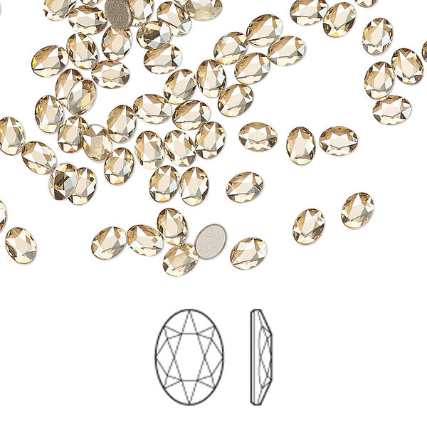Flat back 12pk crystal golden shadow foil back, Crystal Passions® 4x3mm oval 2603 image number 0