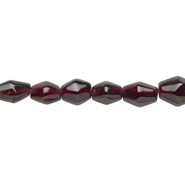Bead, garnet (dyed), 6x5mm-10x7mm graduated hand-cut double cone, C grade, Mohs hardness 7 to 7-1/2. Sold per 16-inch strand. image number 0