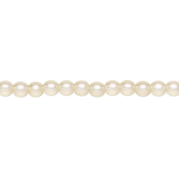 Bead, Czech pressed glass, pearlized cream, 4mm round. Sold per 15-1/2" to 16" strand, approximately 100 beads. image number 0