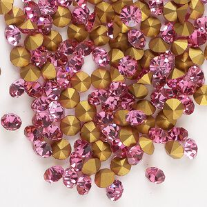 Chaton 144pk rose foil back, vintage Preciosa Czech crystal rhinestone 4.4-4.6mm round SS19