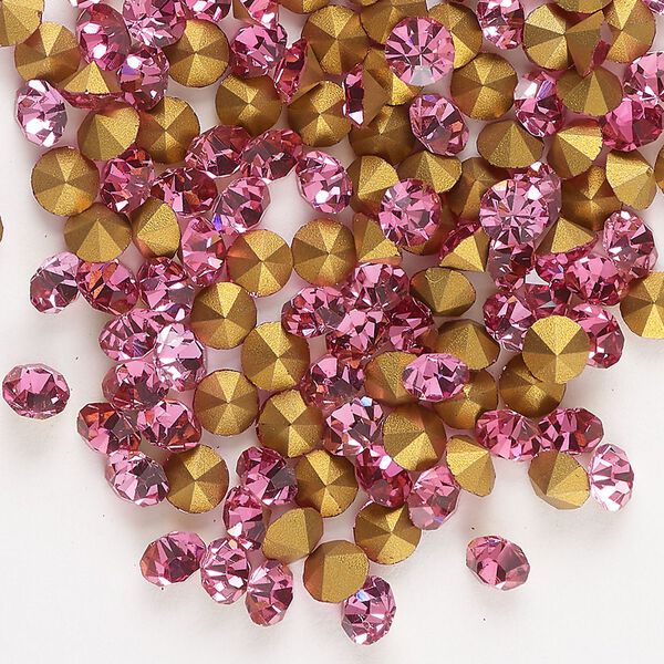 Chaton 144pk rose foil back, vintage Preciosa Czech crystal rhinestone 4.4-4.6mm round SS19 image number 0